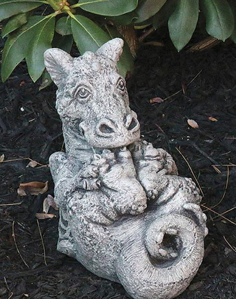 Little Toots Cement Garden Dragon Statue Made of stone outdoor delight